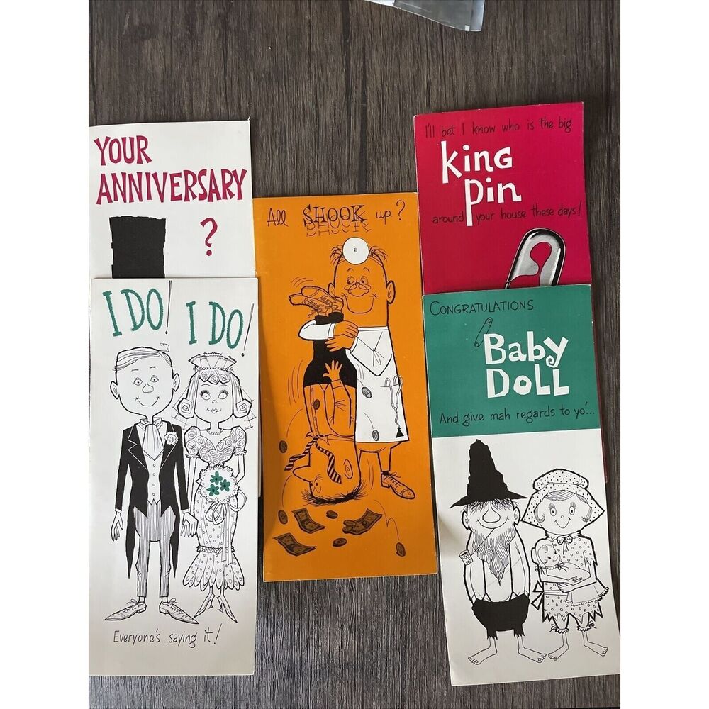 5 Vtg Greeting Cards Sunshine Studio Card 60s Groovy Funny Unsent